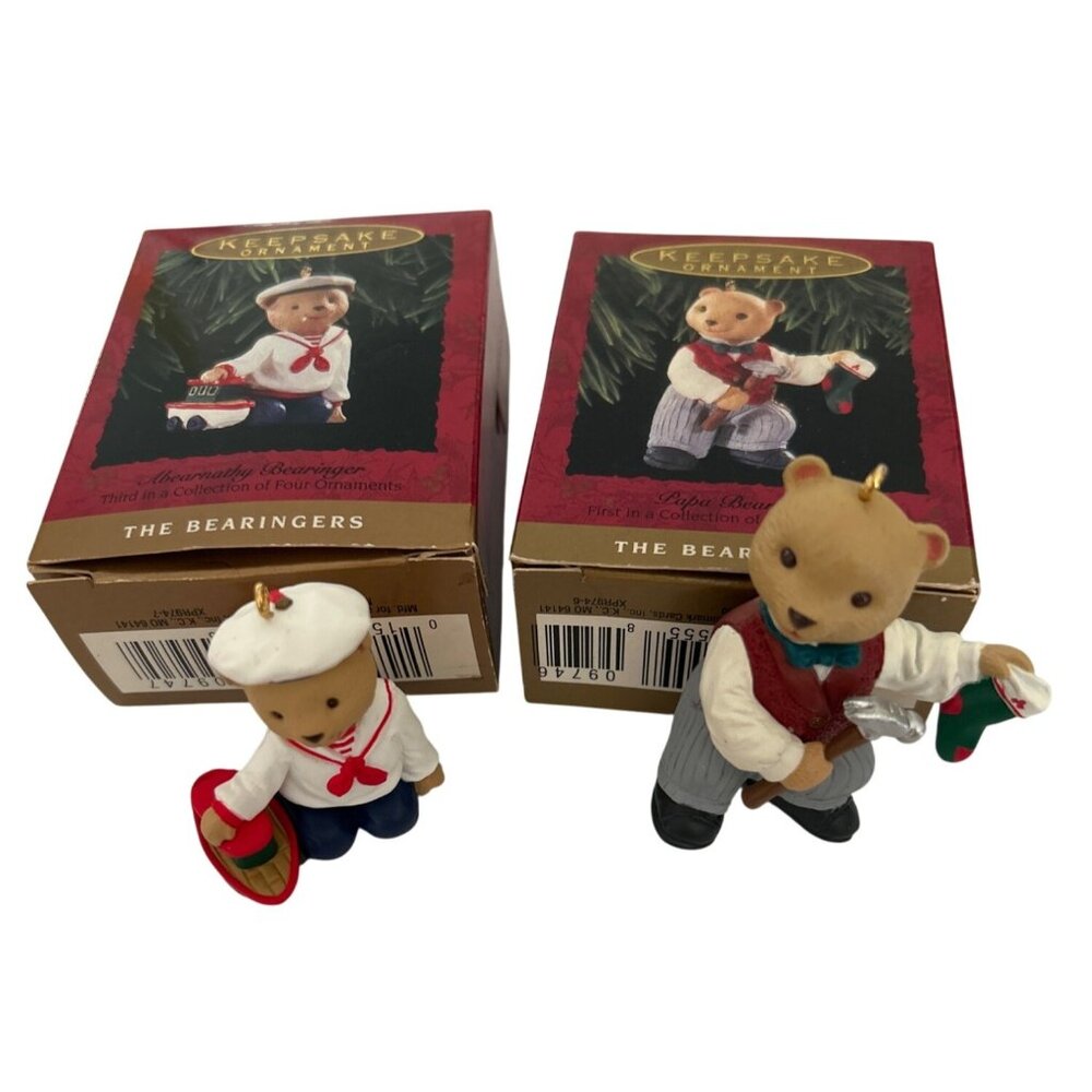Vtg Hallmark 1993 The Bearingers Collection Ornament Set of 3 (Out Of 4)